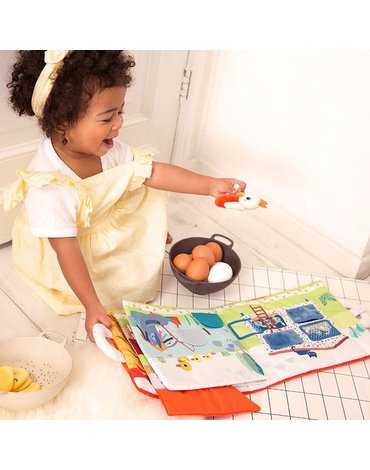 LILLIPUTIENS Książeczka z mini-przytulankami wielofunkcyjna „Paulette szuka swoich kurczaczków” Kokoszka Paulette 18 m+ Lilliput