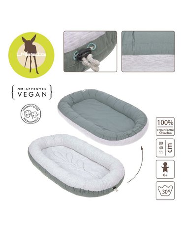 Lassig Kokon niemowlęcy dwustronny Cozy Home Baby Nest szarozielony