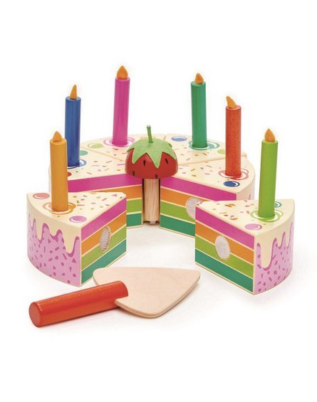 Tęczowy, drewniany tort urodzinowy, Tender Leaf Toys