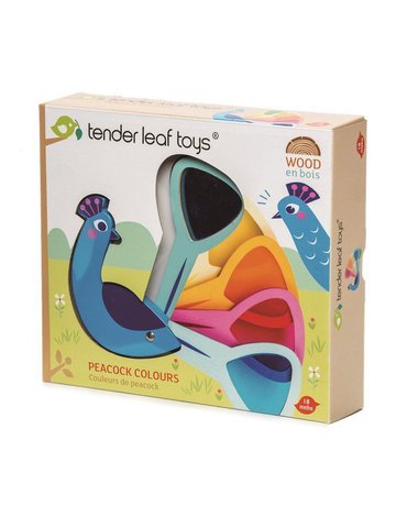 Drewniana zabawka, Poznajemy kolory - paw z kolorowymi szybkami, Tender Leaf Toys tender leaf toys