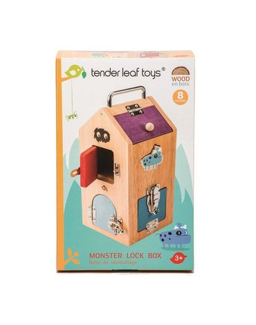 Drewniana zabawka manipulacyjna z zamkami - Domek Potworów, Tender Leaf Toys tender leaf toys