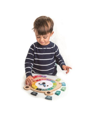 Drewniana zabawka edukacyjna - Kolorowy zegar Miś, Tender Leaf Toys tender leaf toys