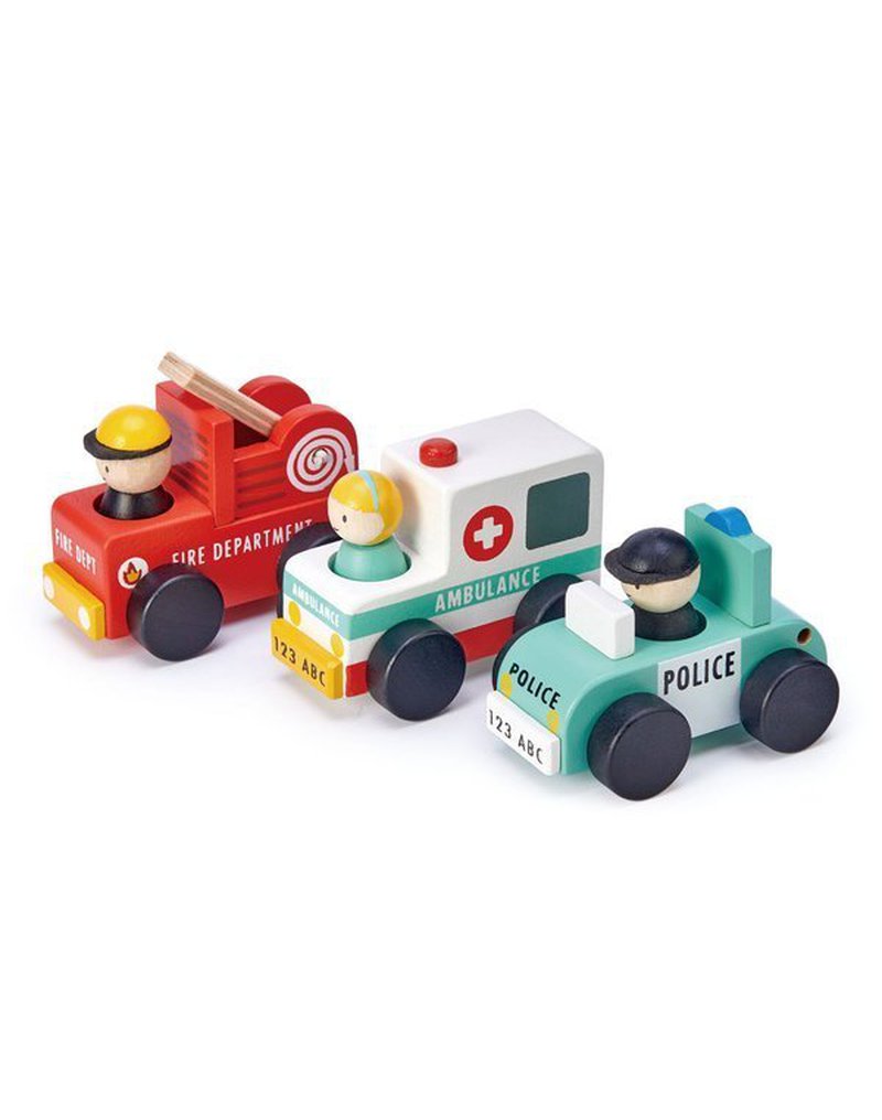 Zestaw samochodów - drewniane pojazdy ratunkowe, Tender Leaf Toys tender leaf toys