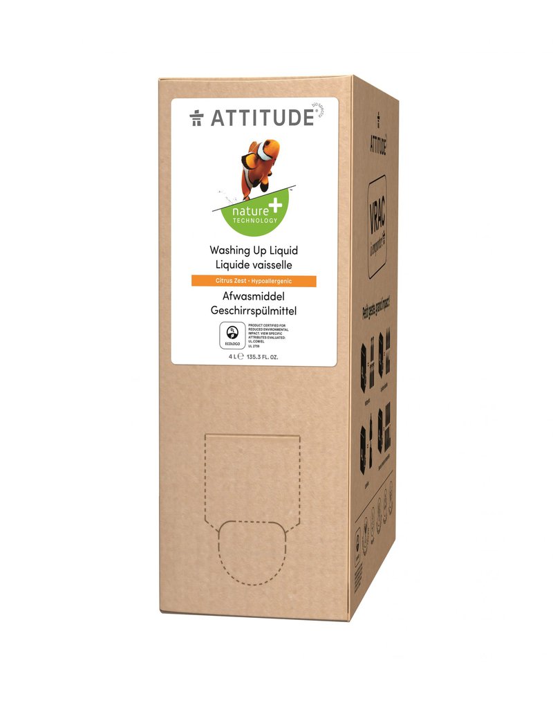 Attitude, Płyn do mycia naczyń, Skórka Cytrynowa (Citrus Zest), 4L, 160 prań ATTITUDE
