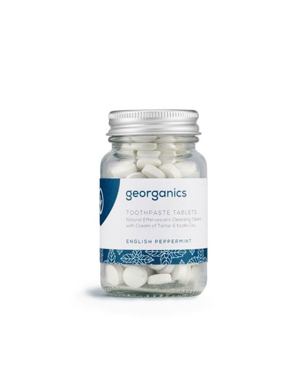 Georganics, Naturalne tabletki do mycia zębów, English Peppermint, 120 tabletek