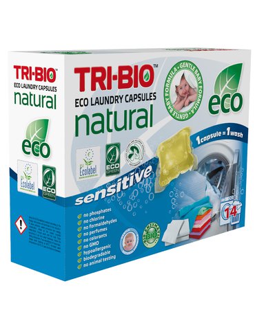 TRI-BIO, Naturalne eko kapsułki do prania Sensitive, 14 sztuk