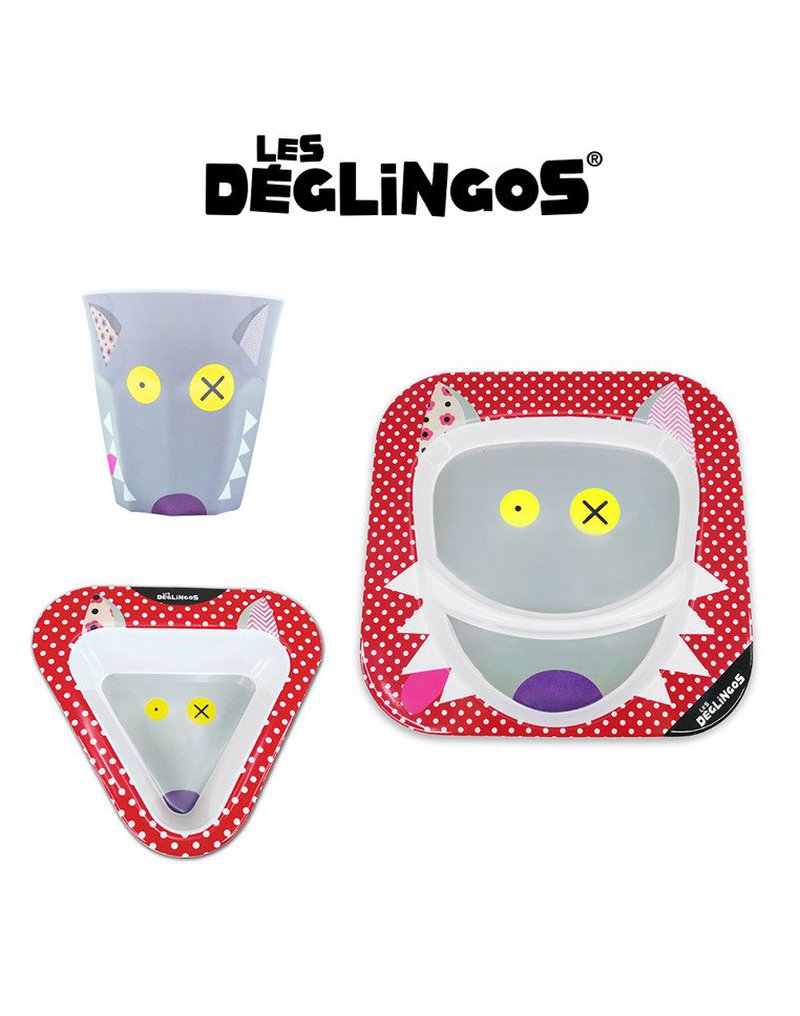 Les Deglingos 3 częściowy zestaw z melaminy Wilk Bigbos