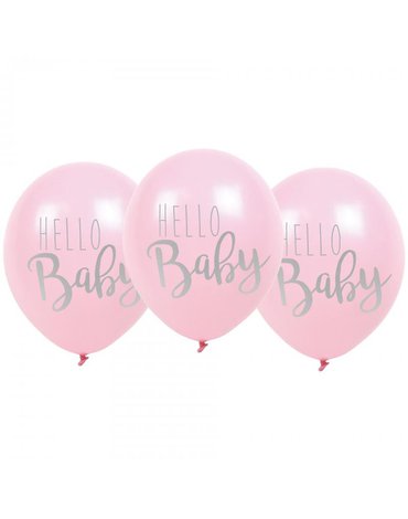 JaBaDaBaDo - Balony różowe Hello Baby - zestaw 6 szt
