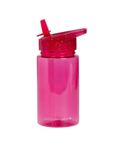 A Little Lovely Company - Bidon transparentny ze składanym ustnikiem GLITTER Pink