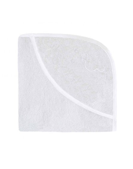 Effiki - Ręcznik z kapturkiem - Owieczka, biały z białą lamówką 70 x 70 cm