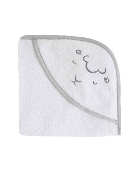 Effiki - Ręcznik z kapturkiem - Owieczka Biały z szarą lamówką 70 x 70 cm