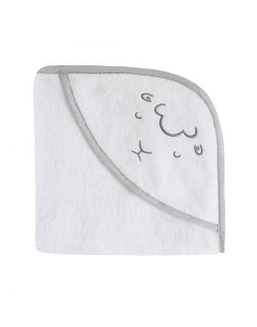 Effiki - Ręcznik z kapturkiem - Owieczka Biały z szarą lamówką 95 x 95 cm