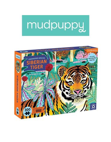 Mudpuppy Puzzle edukacyjne Zagrożone gatunki Tygrys syberyjski 300 elementów 7+