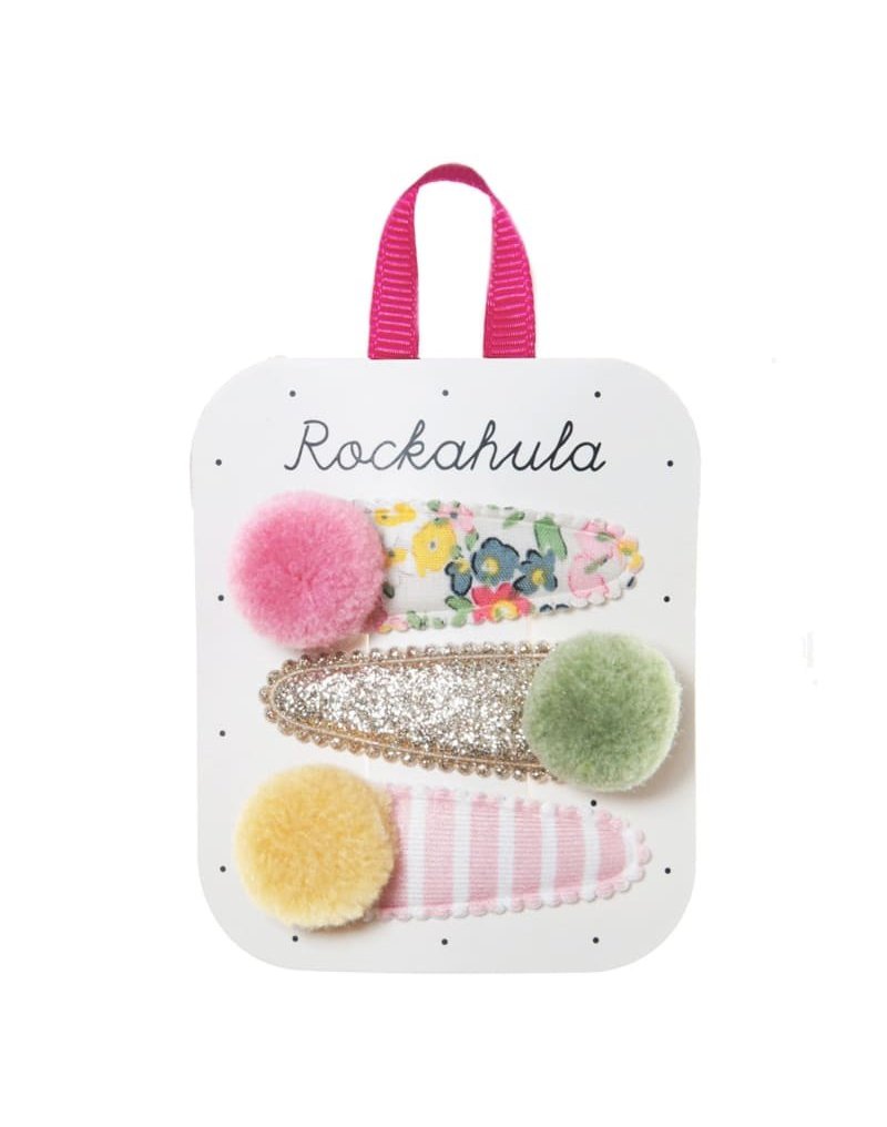 Rockahula Kids - 3 spinki do włosów Secret Garden Pom Pom