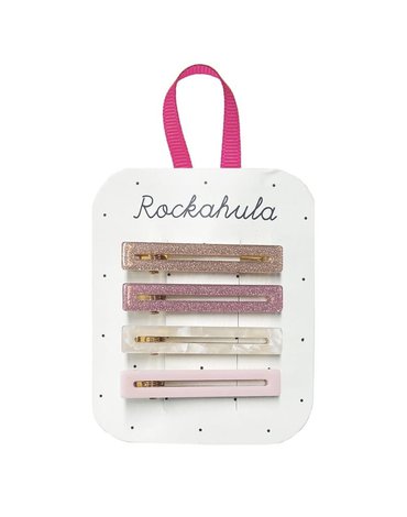 Rockahula Kids - 4 spinki do włosów Retro Acrylic Bar Pink
