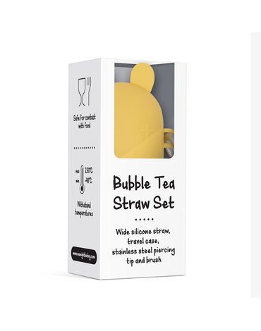Silikonowa słomka do Bubble Tea w etui We Might Be Tiny - Yellow