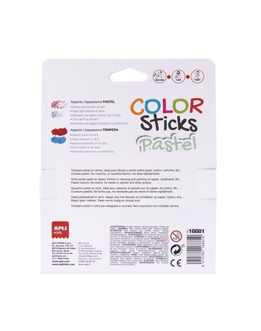 Farby w kredce Apli Kids - 6 pastelowych kolorów