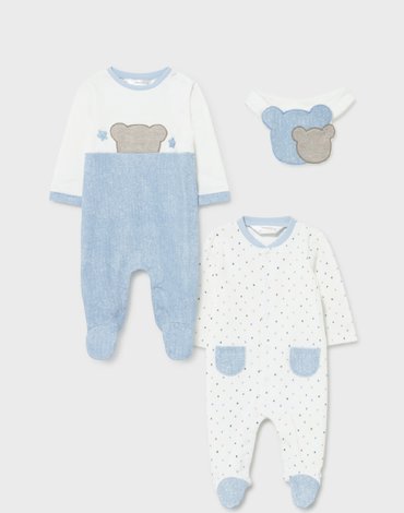 Mayoral - Zestaw 2 piżamek i śliniaczek dla noworodka chłopca