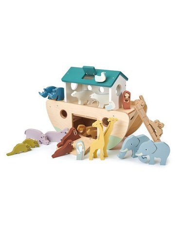 Drewniany statek ze zwierzątkami, Arka Noego, Tender Leaf Toys