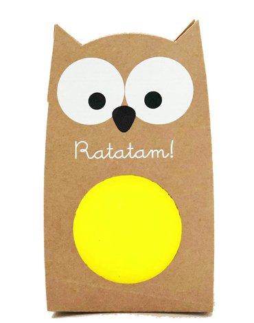 Ratatam - Piłka mini kauczukowa świecąca w ciemnoś ci 6 cm Owl - Yellow