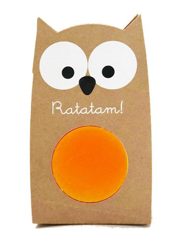 Ratatam - Piłka mini kauczukowa świecąca w ciemnoś ci 6 cm Owl - Orange