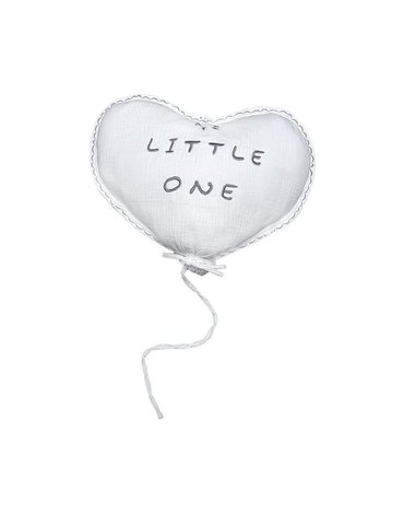 Hi Little One - Poduszka dekoracyjna z organicznego oddychającego BIO  muślinu GOTS HEART WHITE