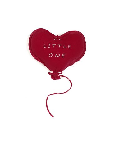 Hi Little One - Poduszka dekoracyjna z organicznego oddychającego BIO  muślinu GOTS HEART RED