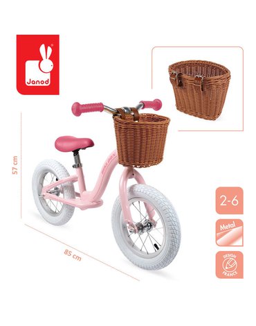 Metalowy rowerek biegowy Bikloon Vintage 3+ różowy, Janod