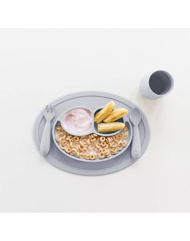 EZPZ Komplet naczyń silikonowych Mini Feeding Set pastelowa szarość