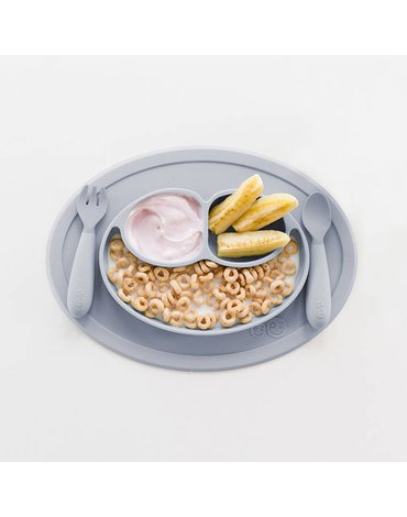 EZPZ Komplet naczyń silikonowych Mini Feeding Set pastelowa szarość
