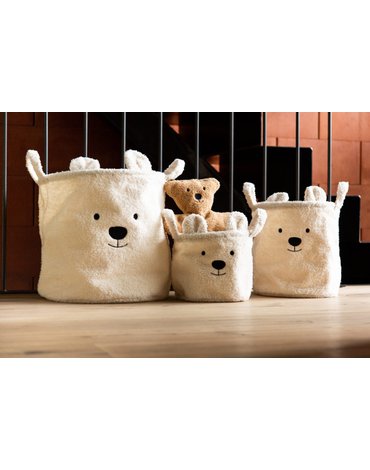 Childhome Pluszowy pojemnik na zabawki 30 x 30 x 30 cm Teddy bear Off white CHILDHOME
