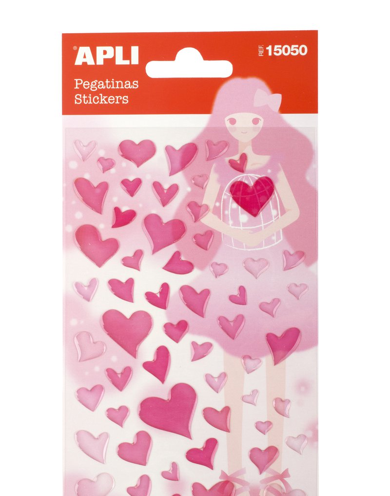 Naklejki brokatowe Apli Kids - Różowe serca