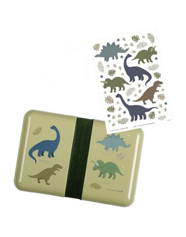 A Little Lovely Company - Śniadaniówka Lunchbox Dinozaury z naklejkami