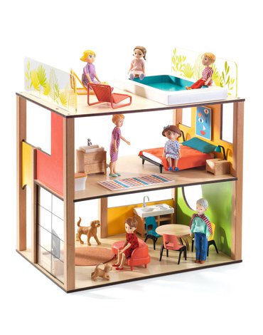 Djeco - Drewniany domek dla lalek CITY DJ07838