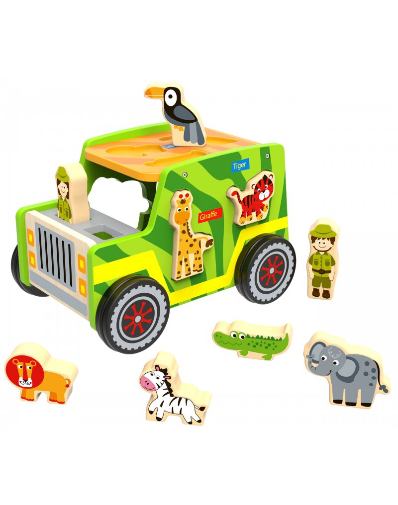 TOOKY TOY Drewniany Jeep Safari Sorter Samochód Tooky Toy