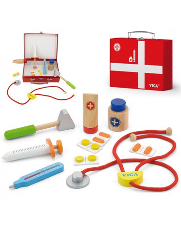 Viga Toys - Viga Drewniany zestaw małego lekarza w walizce
