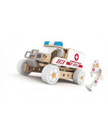 Klocki Konstrukcyjne Ambulans Karetka Samochodzik Dla Dzieci Classic World Drewniany