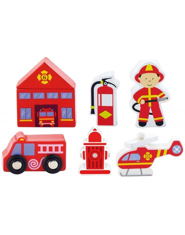 Viga Toys - Viga Zestaw figurek - Straż Pożarna - Akcesoria do kolejki