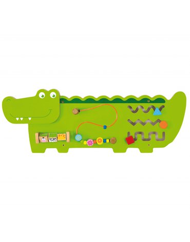 Sensoryczna Drewniana Tablica Manipulacyjna Viga Toys Krokodyl Certyfikat FSC