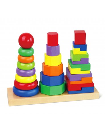 Viga Toys - Viga Drewniane klocki Układanka Piramidki