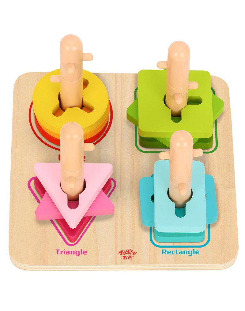 TOOKY TOY Drewniany Sorter Kolory Kształty Edukacyjna Układanka Zręcznościowa Tooky Toy