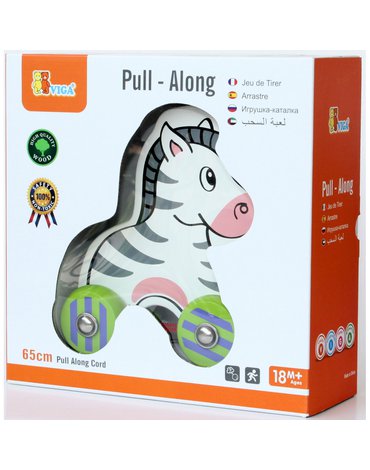 Viga Toys - Viga drewniana Zebra do ciągnięcia