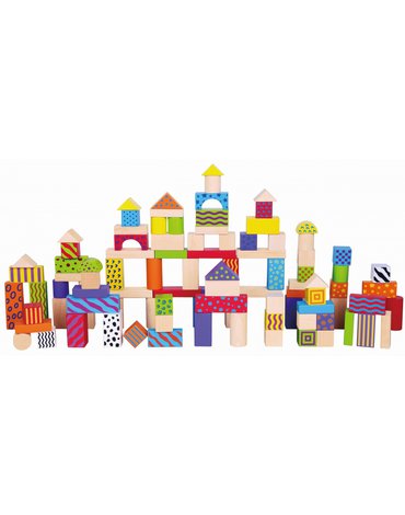 Viga Toys - Viga Klocki Drewniane Edukacyjne w Wiaderku Miasto 100 elementów Zestaw