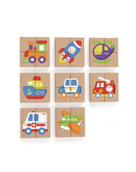 Viga Toys - Viga Układanka drewniana puzzle magnetyczne - pojazdy Certyfikat FSC