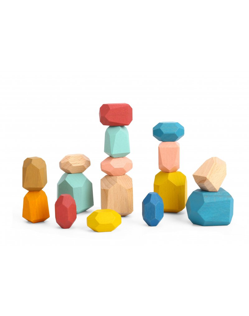TOOKY TOY Klocki Drewniane Balansujące Kamyczki Edukacyjne Montessori 16 el. Certyfikat FSC Tooky Toy