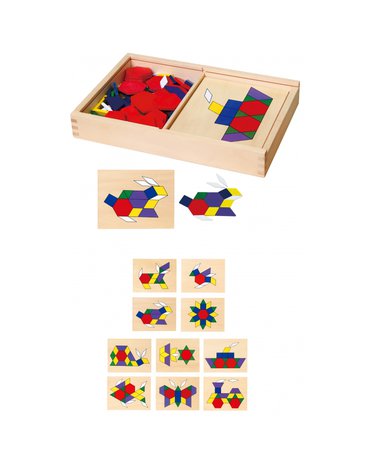 Drewniana Mozaika Geometryczna Viga Toys Układanka Logiczna Klocki 148 el