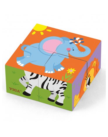 Viga Toys - Viga Drewniana układanka Zoo Puzzle  4 klocki