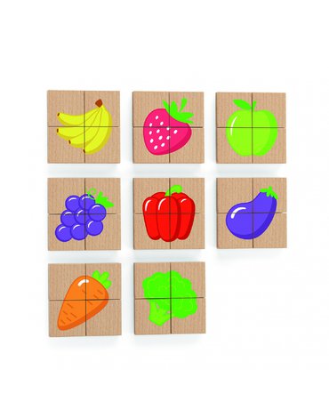 Viga Toys - Viga Drewniane Puzzle Magnetyczne Owoce Warzywa Układanka Certyfikat FSC