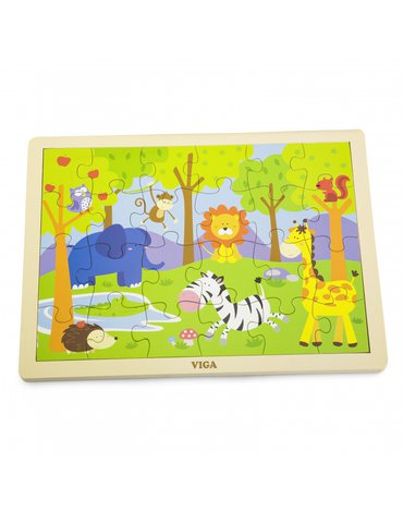 Viga Toys - VIGA Drewniane Puzzle Safari 24 Elementy