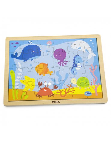 Viga Toys - VIGA Drewniane Puzzle Ocean 24 Elementy